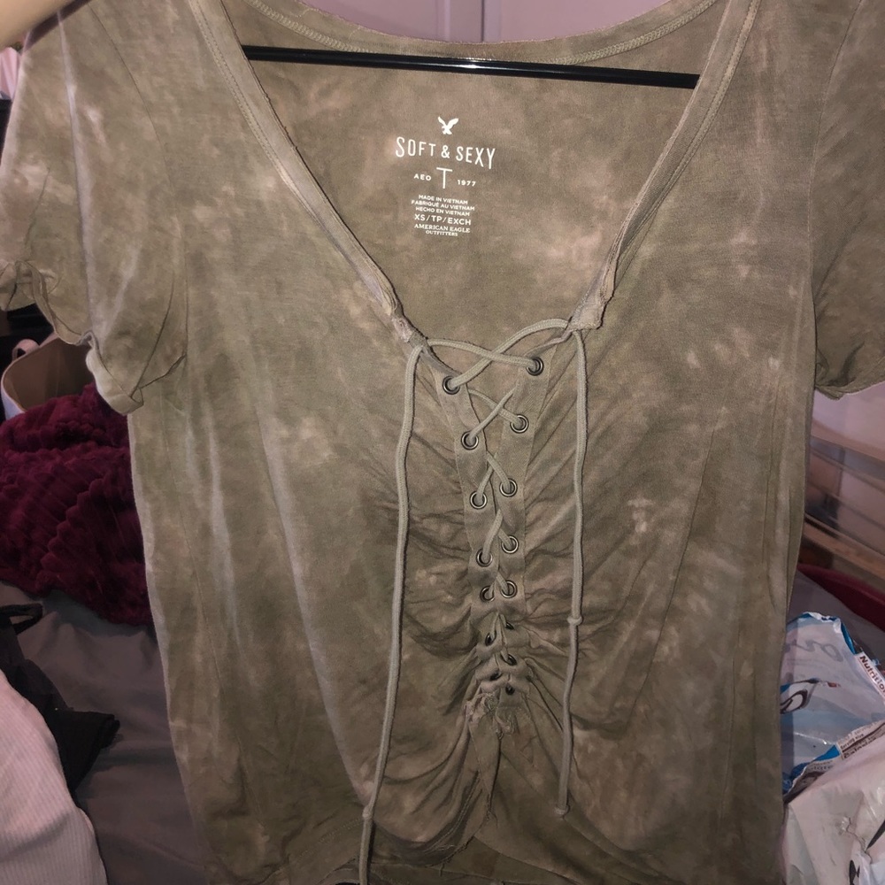 American Eagle Soft and Sexy Lace-Up Shirt